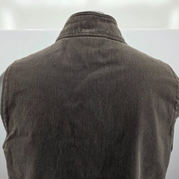 Wolverine Mens Canvas Vest Sherpa Lined Faded Brown Full Zip Size Large - Picture 3 of 10